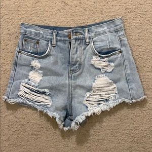 High waisted ripped shorts